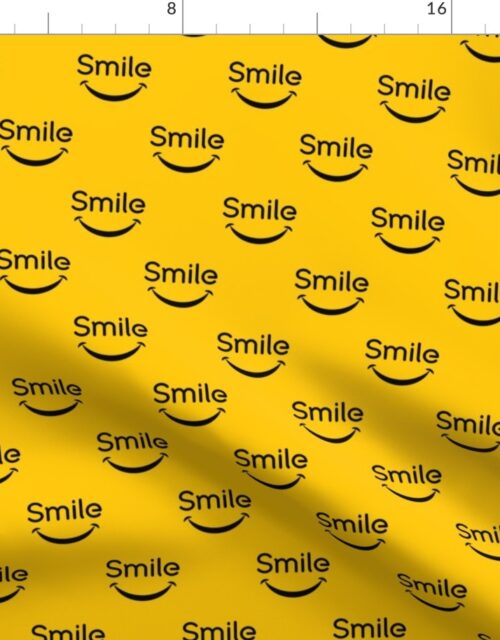 Smiley Face Smile on Sunshine Yellow Fabric