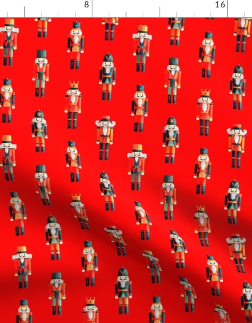 Soldier and King Christmas Nutcrackers Parade on Christmas  Red Fabric