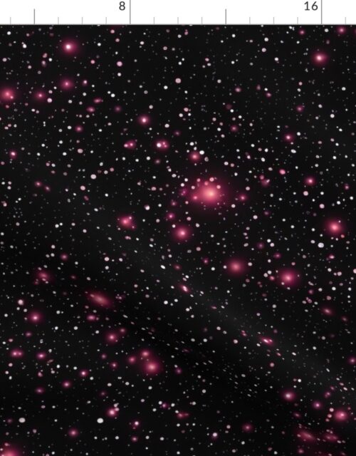 Starry Night of Beautiful Universe with Pink Stars Fabric