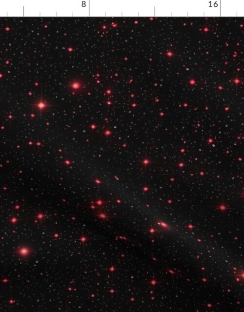 Starry Night of Beautiful Universe with Red Stars Fabric