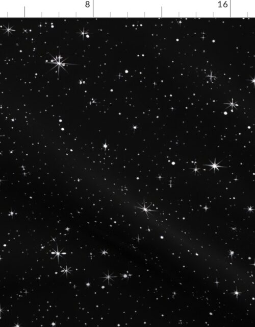 Starry Night of Beautiful Universe with White Stars Fabric