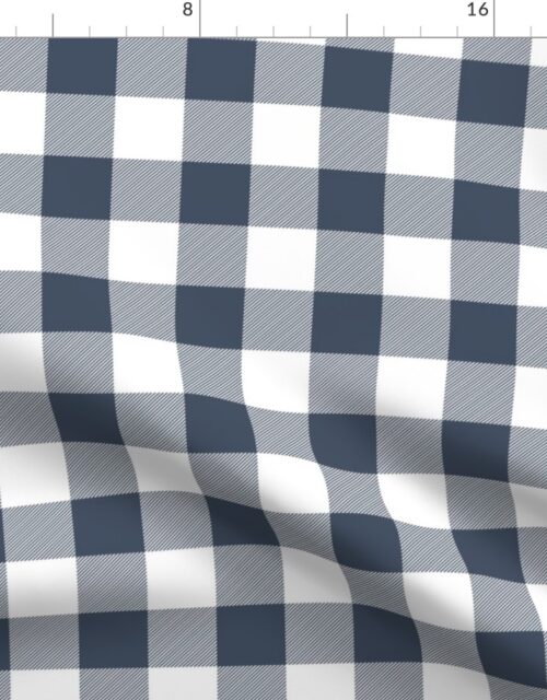 Storm Blue and Cloud White Check Gingham Plaid Fabric