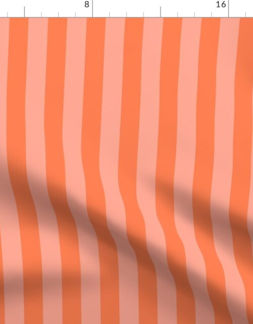 Sunset Coral and Tonal Coral 1 Inch Vertical Cabana Stripes Fabric