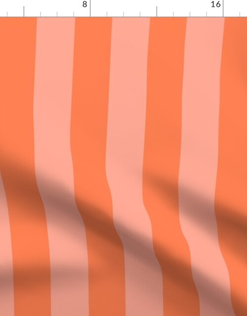 Sunset Coral and Tonal Coral 2 Inch Vertical Cabana Stripes Fabric