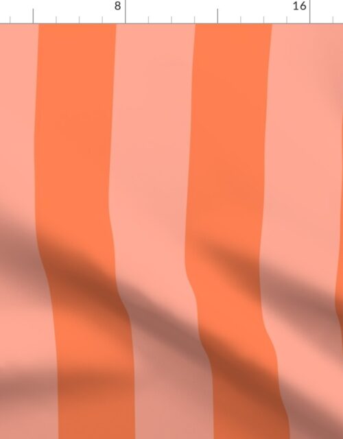 Sunset Coral and  Tonal Coral Large 3 Inch Vertical Cabana Stripes Fabric