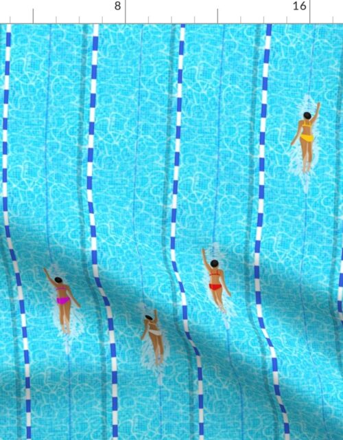 Swimming Pool Vertical Lane Laps Adult Swim Fabric