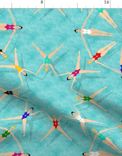 Synchronized Swimmers Water Ballet in Aqua Swimming Pool Fabric