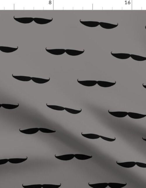 Taches in Grey Mustache Repeat Pattern Black on Charcoal Grey Fabric