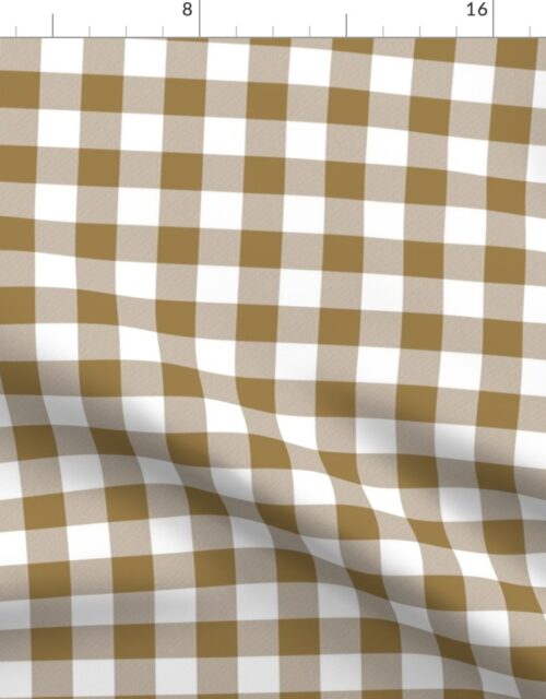Tan and White French Provincial Autumn Gingham Check Fabric