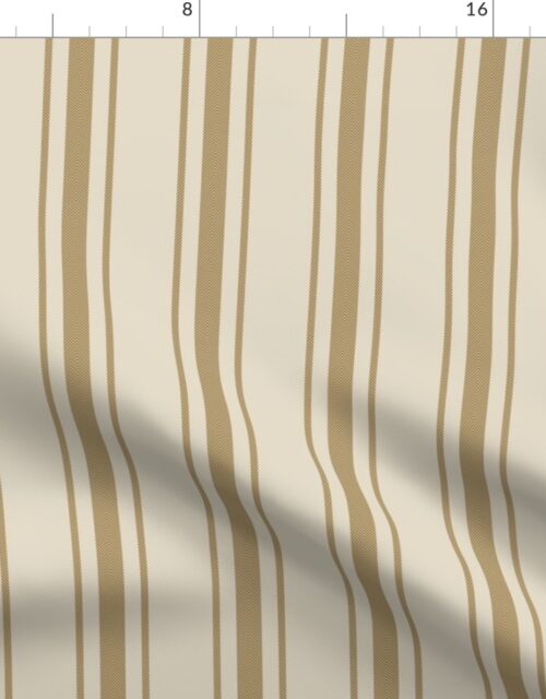 Tan on Cream French Provincial Mattress Ticking Fabric