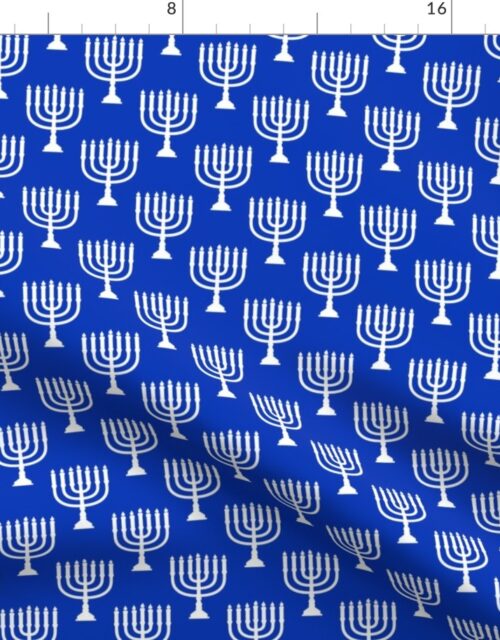 Temple Hebrew Menorah Israel Flag Blue and White Fabric