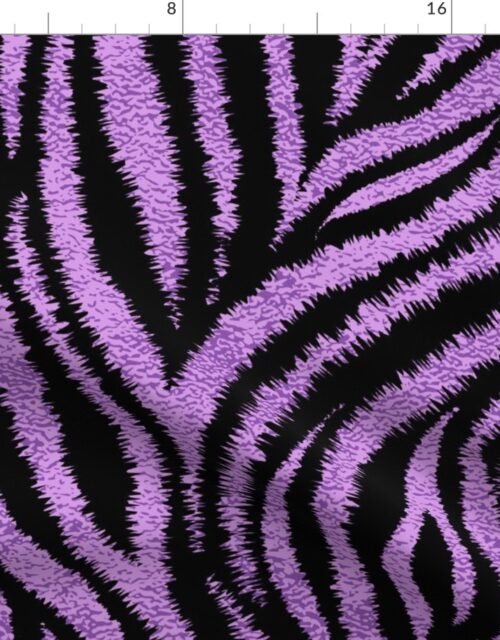 Textured Animal Striped Tiger Fur in Bold Purple Lavender and Black Swirling Zebra Stripes Fabric