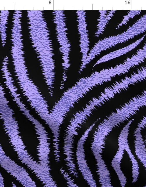 Textured Animal Striped Tiger Fur in Bold Purple Lilac and Black Swirling Zebra Stripes Fabric