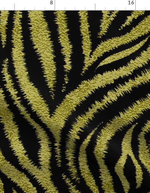 Textured Animal Striped Tiger Fur in Bold  Sage Green and Black Swirling Zebra Stripes Fabric