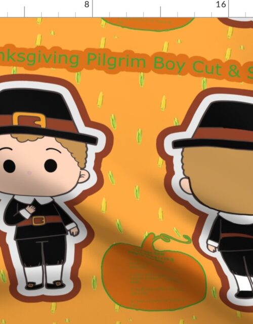 Thanksgiving Pilgrim Boy Cut and Sew Doll Holiday Project Fabric