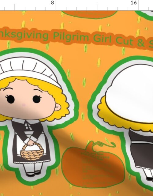Thanksgiving Pilgrim Girl Cut and Sew Doll Holiday Project Fabric