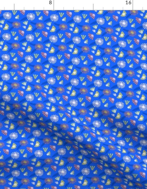 Tiny Blue Buds Abstract Seamless Repeat Pattern Fabric