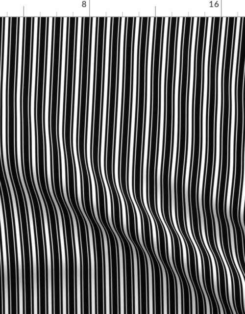 Traditional Micro Black Vintage Ticking Upholstery Stripes Fabric