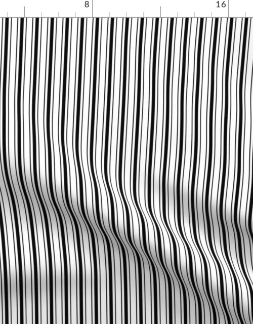 Traditional Micro Black Vintage Ticking Upholstery Stripes Fabric
