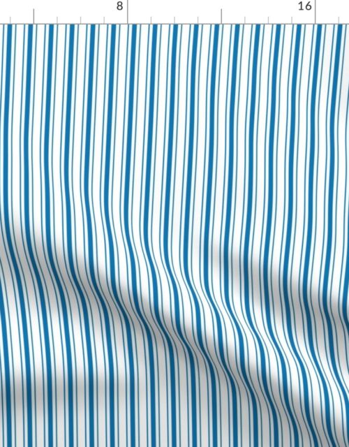 Traditional Micro Bluebell Blue Vintage Ticking Upholstery Stripes Fabric