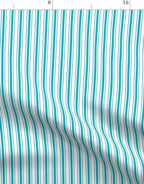 Traditional Micro Caribbean Blue Vintage Ticking Upholstery Stripes Fabric