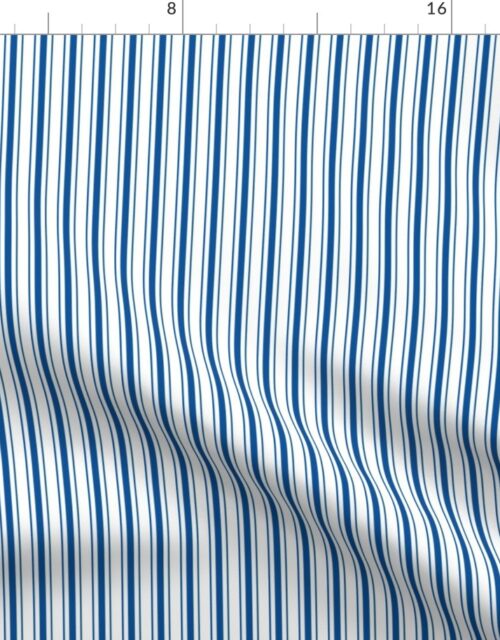 Traditional Micro Cobalt Blue Vintage Ticking Upholstery Stripes Fabric