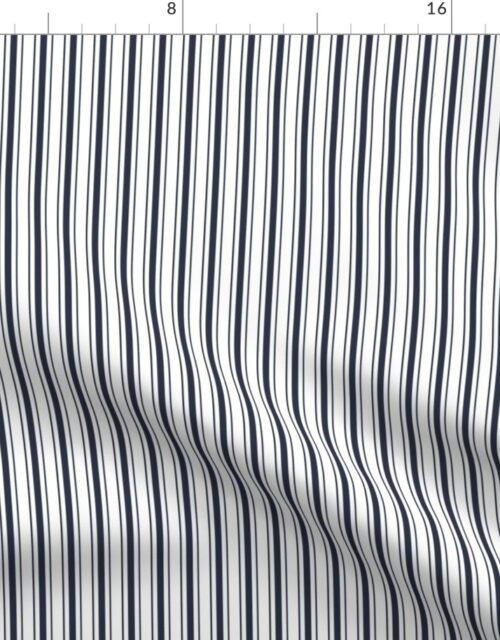 Traditional Micro Navy Blue Vintage Ticking Upholstery Stripes Fabric