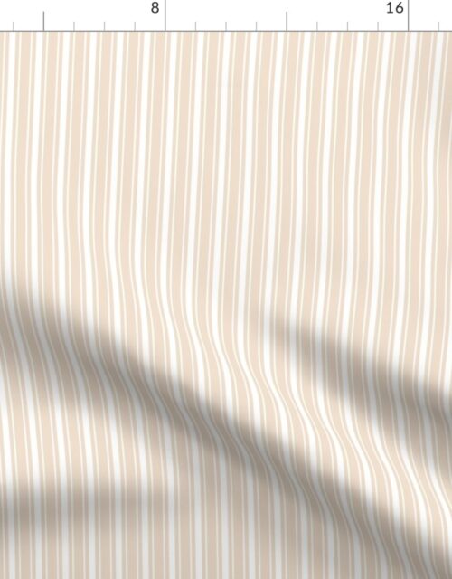 Traditional Micro White Vintage Ticking Upholstery Stripes on Natural Fabric
