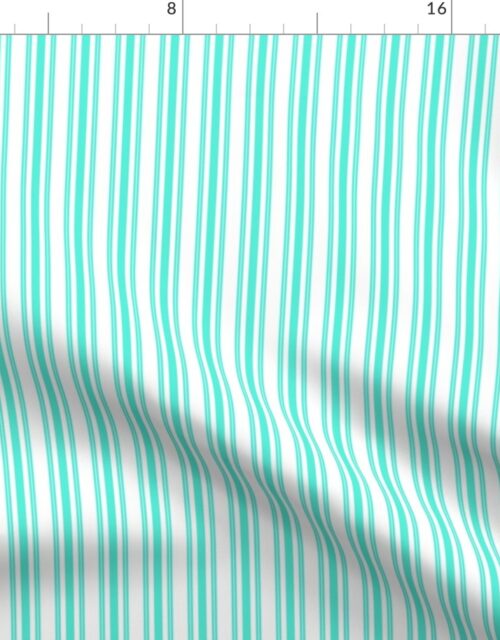 Trendy Large Aqua Gift Box Pastel Aqua French Mattress Ticking Double Stripes Fabric