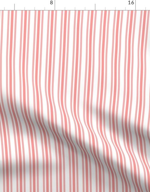 Trendy Large Coral Rose Pastel Coral French Mattress Ticking Double Stripes Fabric