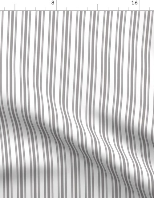 Trendy Large Grey Dovecote Pastel Grey French Mattress Ticking Double Stripes Fabric