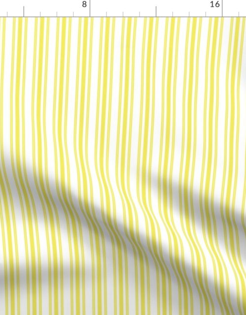 Trendy Large Highlighter Yellow Pastel Highlighter French Mattress Ticking Double Stripes Fabric