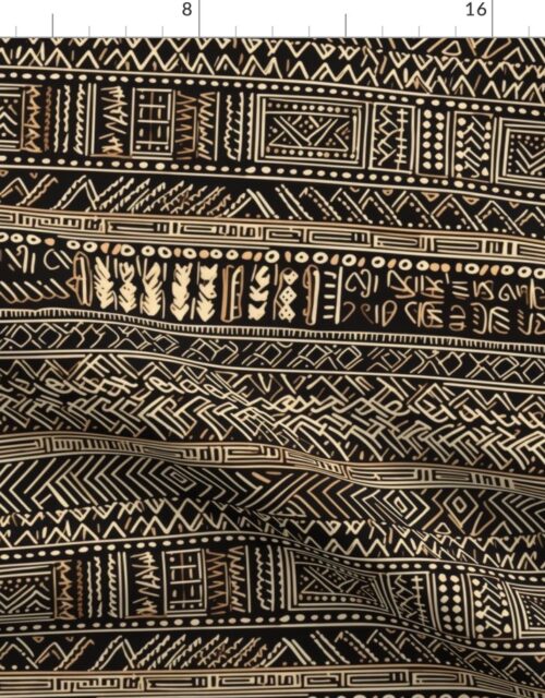 Tribal Mudcloth Boho Ethnic Print in Black and Cream Fabric