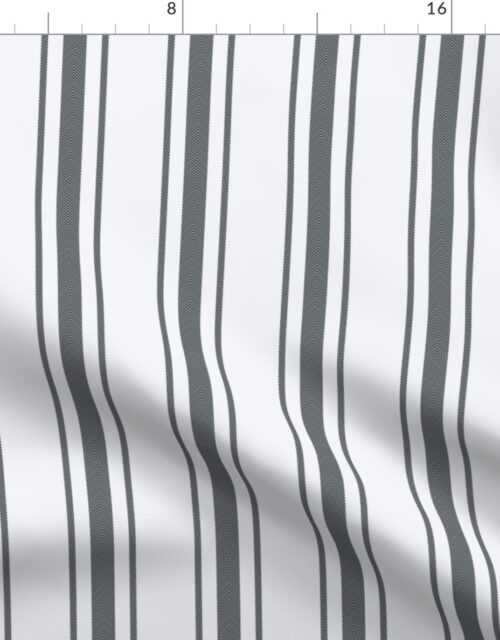 Twilight Blue French Provincial Ticking Stripe on Off-White Fabric