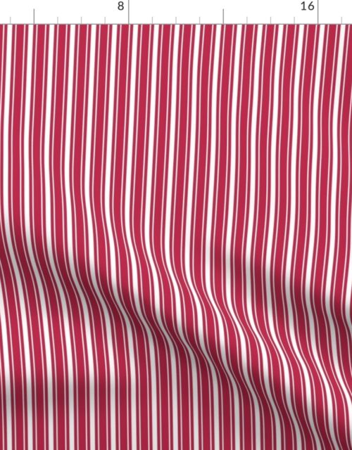 Two-Tone Color of the Year Viva Magenta with Tonal Vertical Narrow Ticking Stripes Fabric