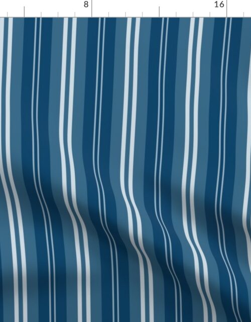 Two-tone Midnight Blue Shaded Pin Stripe Fabric