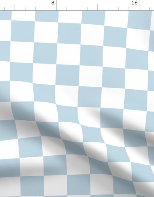 Two Inch Checks in Springtime Sky Blue and White Fabric