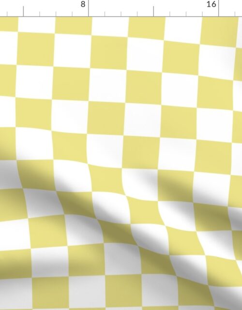Two  Inch Checks in Springtime Forsythia Yellow and White Fabric