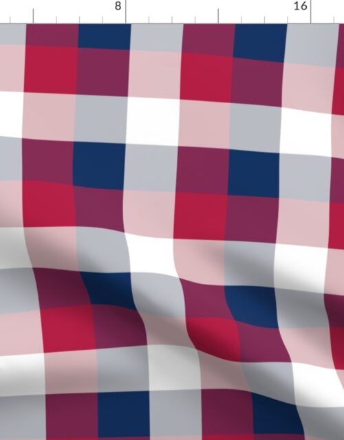USA Red, White and Blue Large 2 Inch Gingham Check Fabric