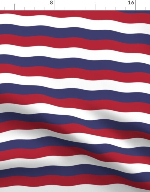 USA Red White and blue 1 inch Scalloped Horizontal Waves Fabric