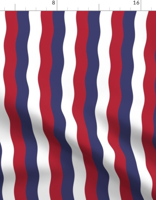 USA Red White and blue 1 inch Scalloped Vertical Waves Fabric