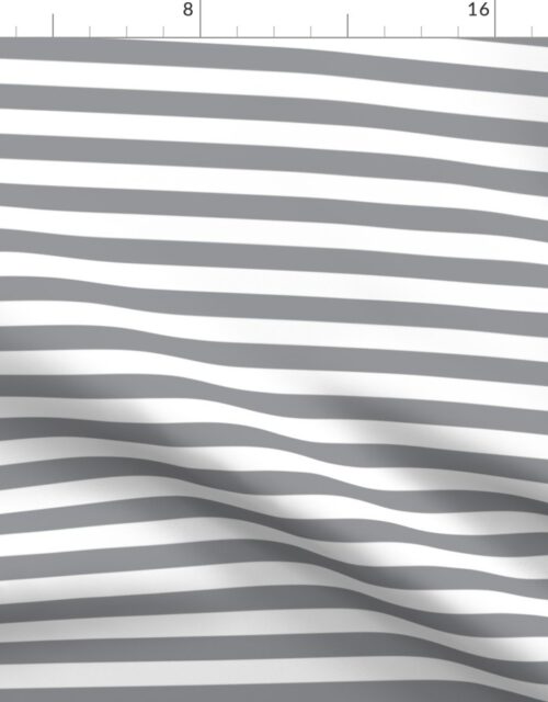 Ultimate Gray and White Horizontal Cabana Tent Stripes Fabric