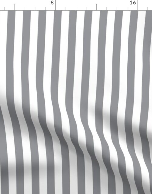 Ultimate Gray and White Vertical Cabana Tent Stripes Fabric