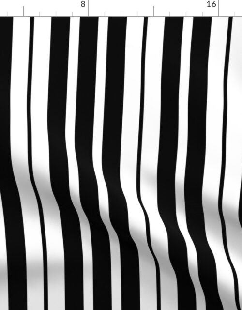 Vertical Lifesize Piano Stripe Black and White Fabric