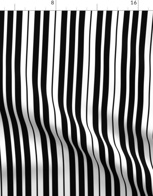 Vertical Mini Piano Stripe Black and White Fabric