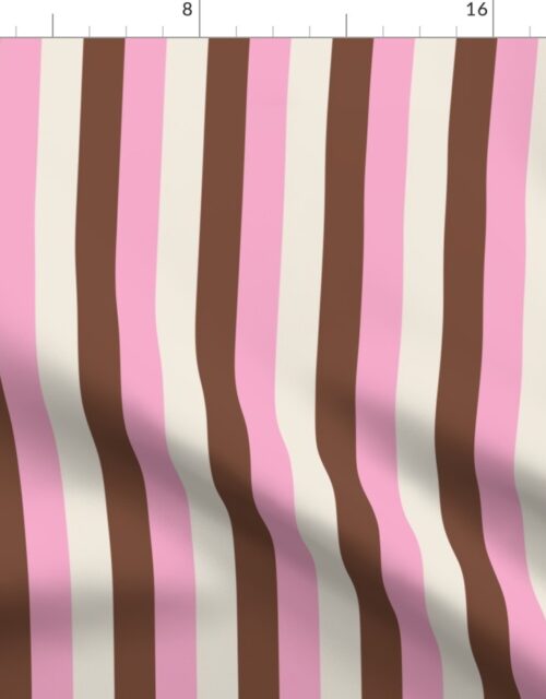 Vertical Vanilla Chocolate Strawberry Ice Cream Stripes 1 inch Fabric
