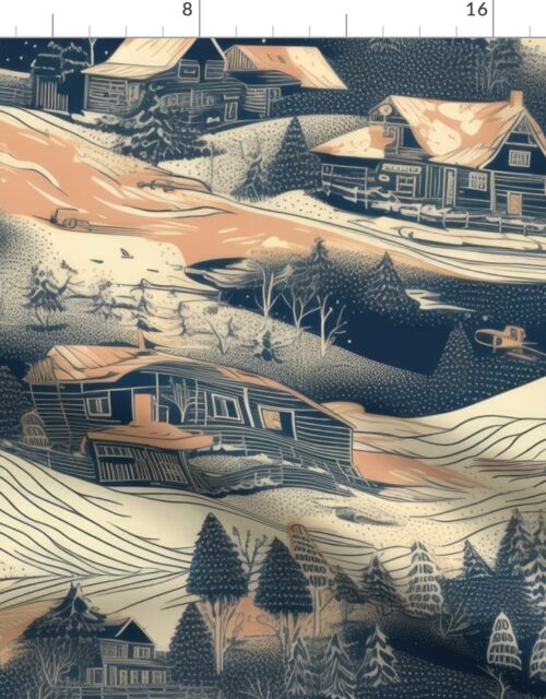 Vintage Ski Slope Grey Fabric