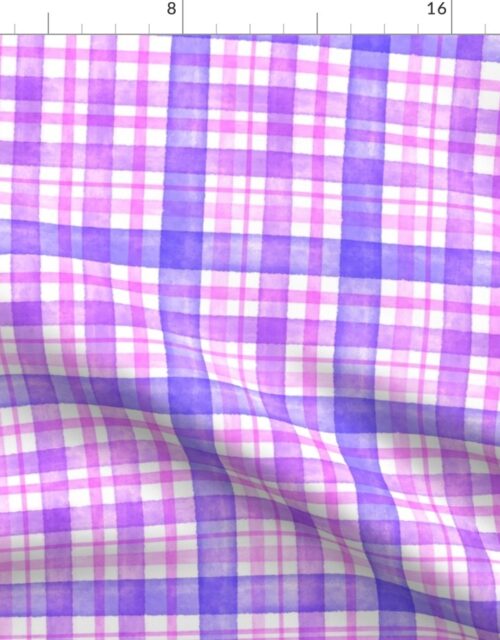 Violet Purple and Pink Watercolor Tartan Checked Plaid Fabric