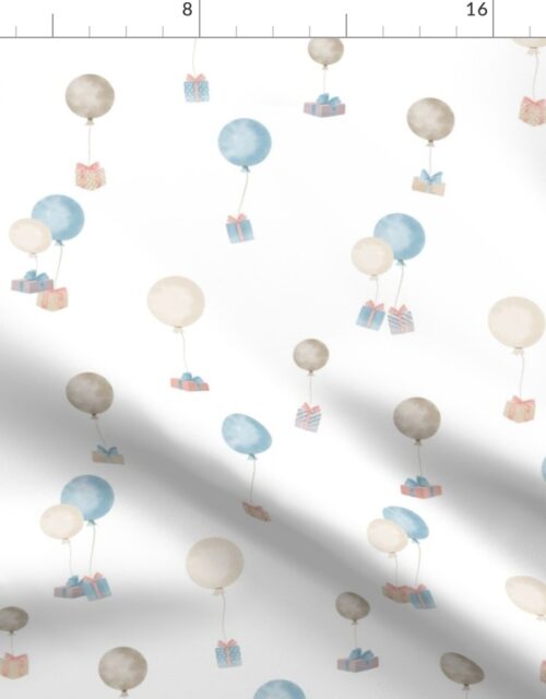 Watercolor Medium Balloons Carrying Gift Boxes Fabric
