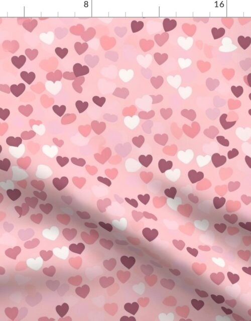Watercolor Pink and Red Valentines Hearts Fabric